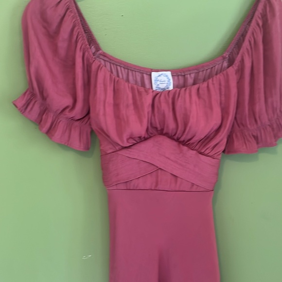 EUC Emorie Satin Back Tie Midi Dress - Picture 5 of 7